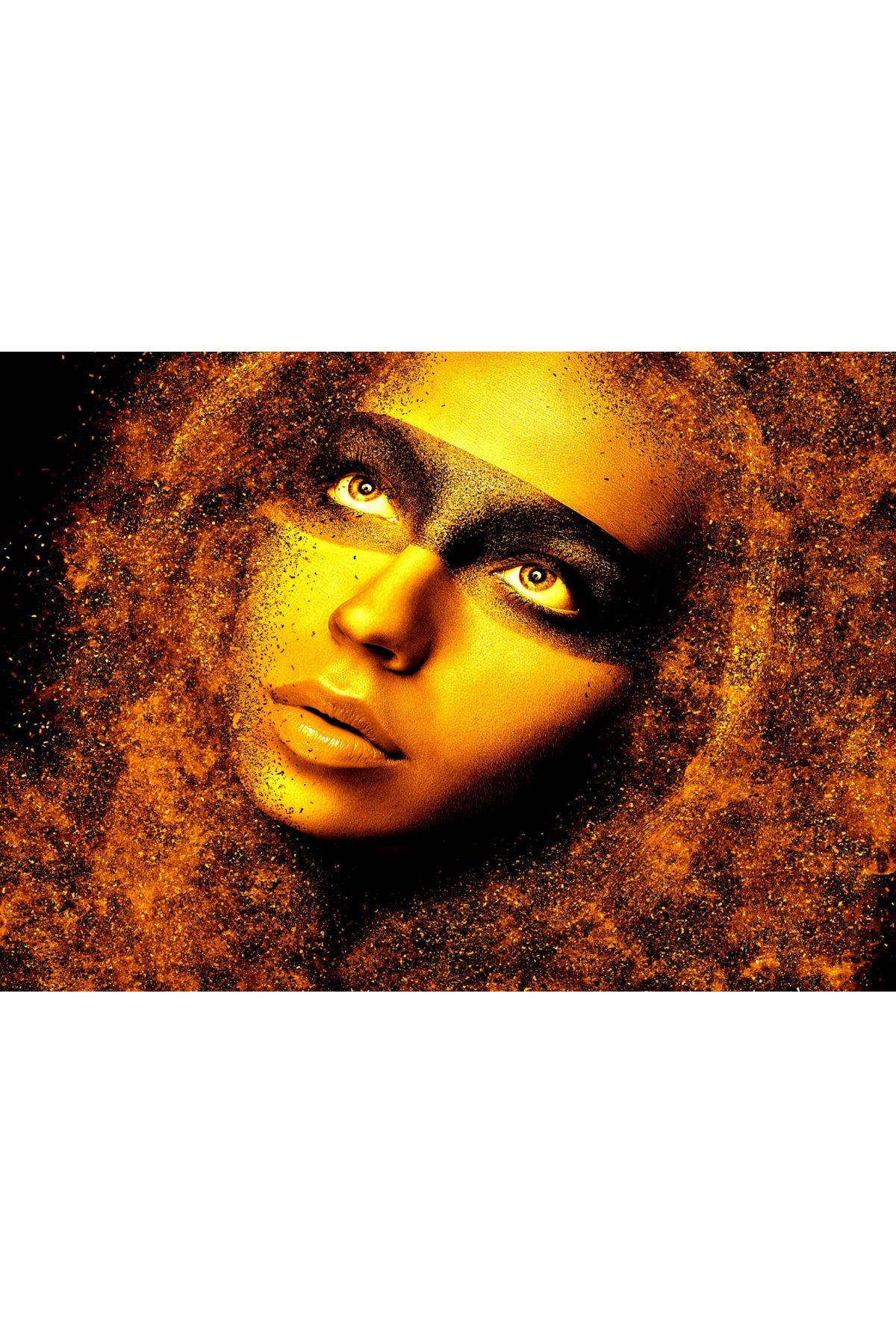 Gold Face Makeup , Altın Yüz Makyajı Kanvas Tablo