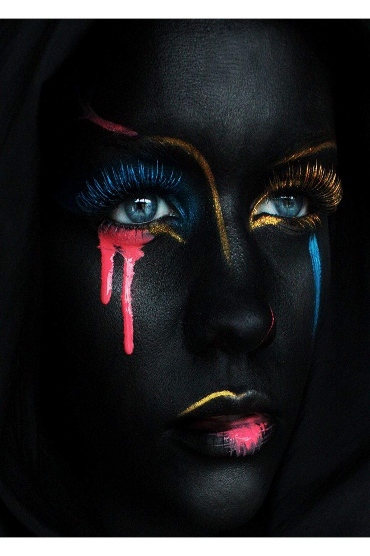 Black Painted Woman Makeup, Siyah Boyalı Kadın Makyajı