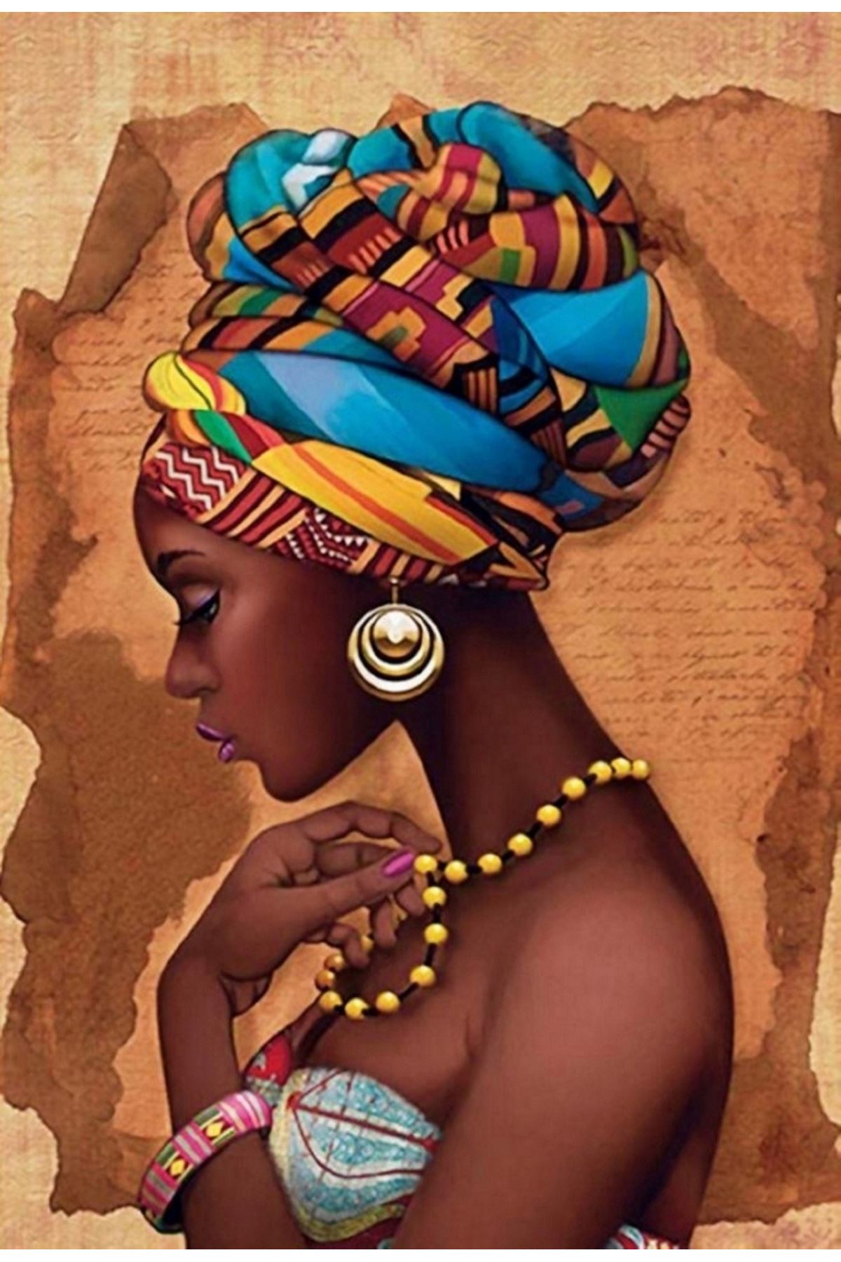 Afrikalı Türbanlı Kadın Kanvas Tablo