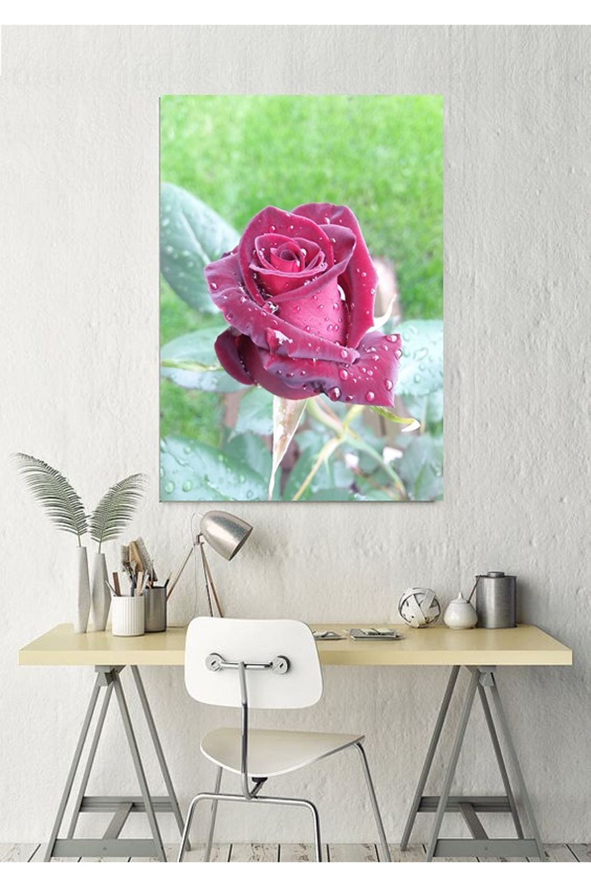 Fuşya Gül Kanvas Tablo,   Fuchsia Rose Canvas Painting