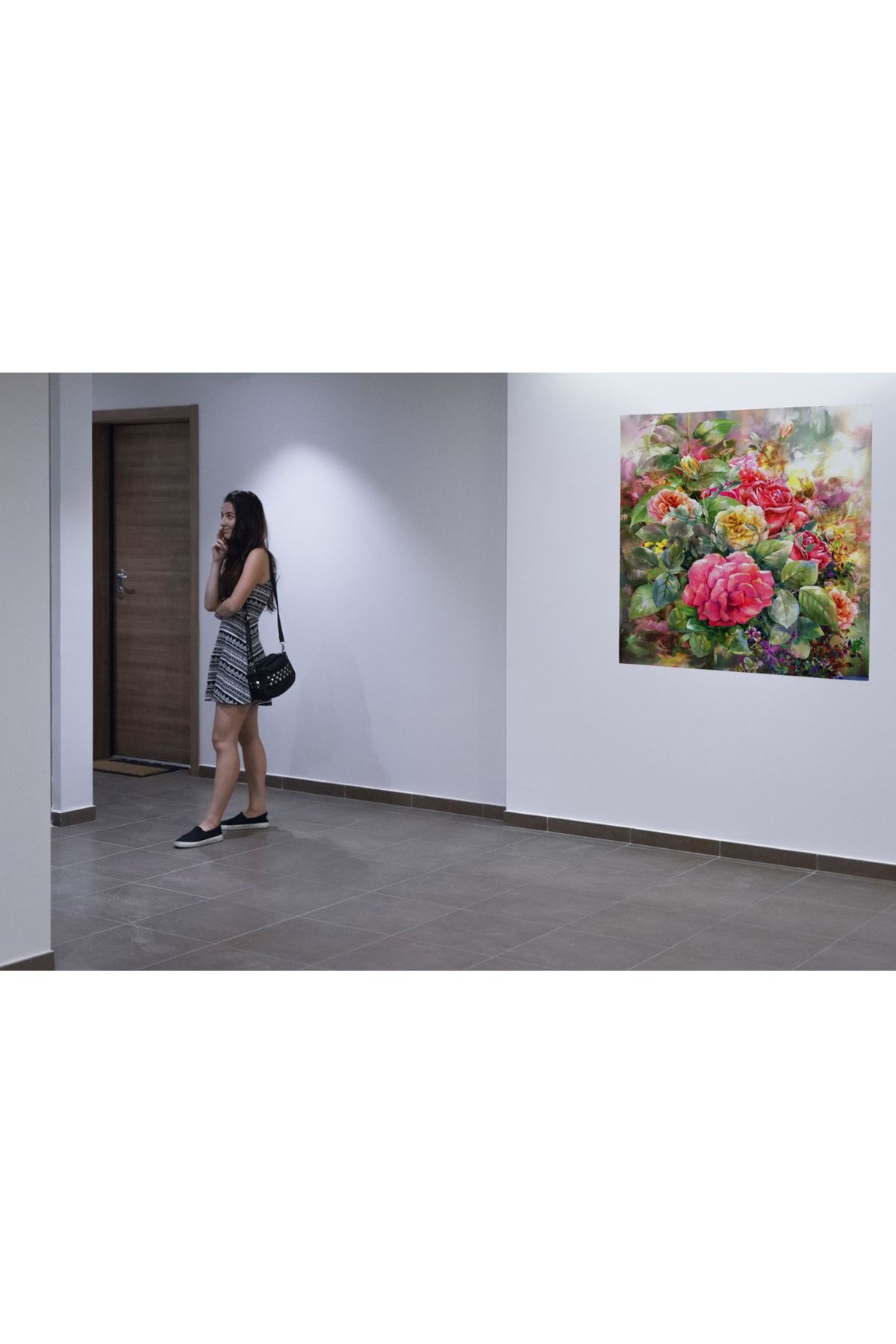 Gül Çiçekleri Yağlı Boya Görünümlü Dijital Baskı Kanvas Tablo, Roses