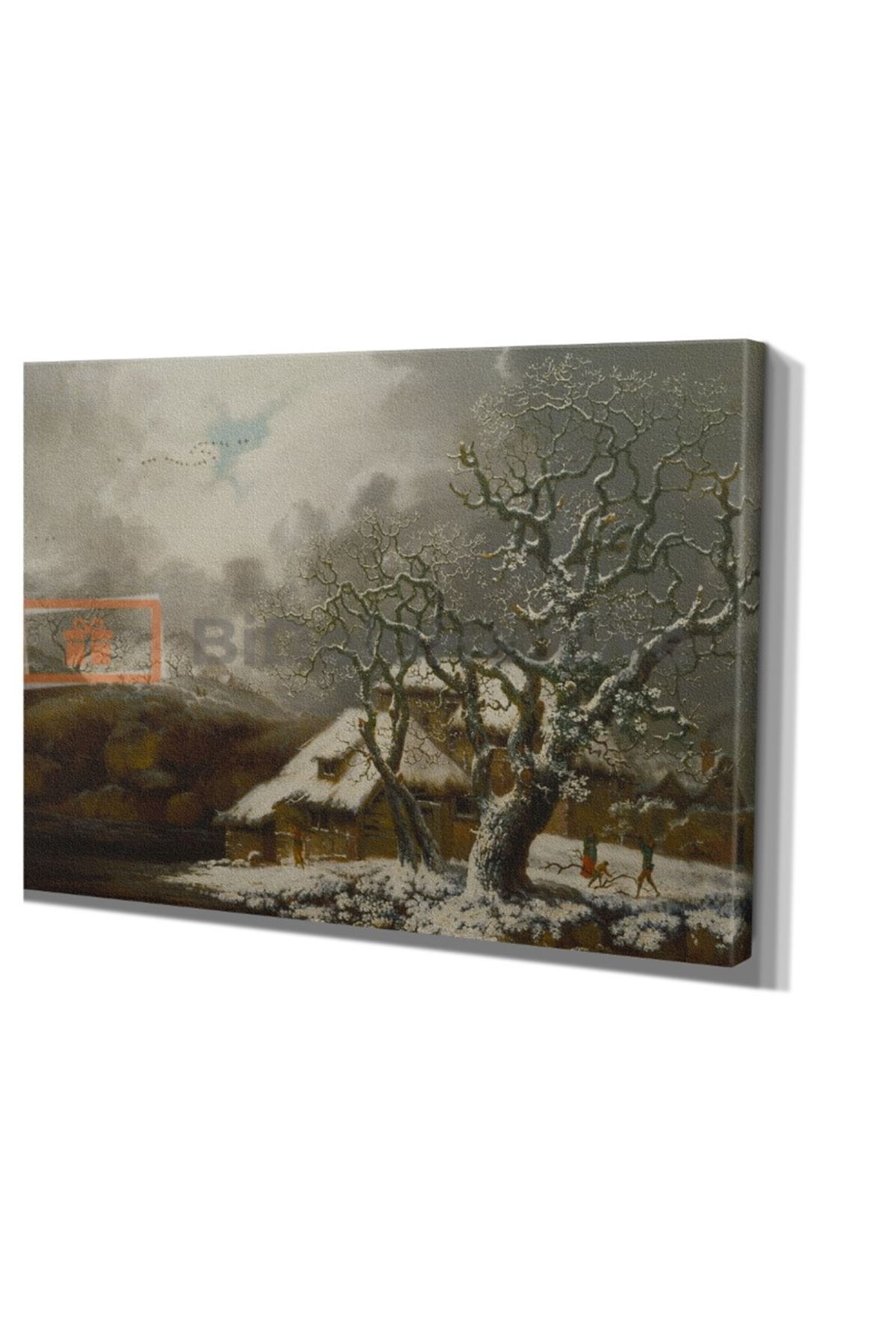 Yağlı Boya Görünümlü Kış Manzara Kanvas Tablo