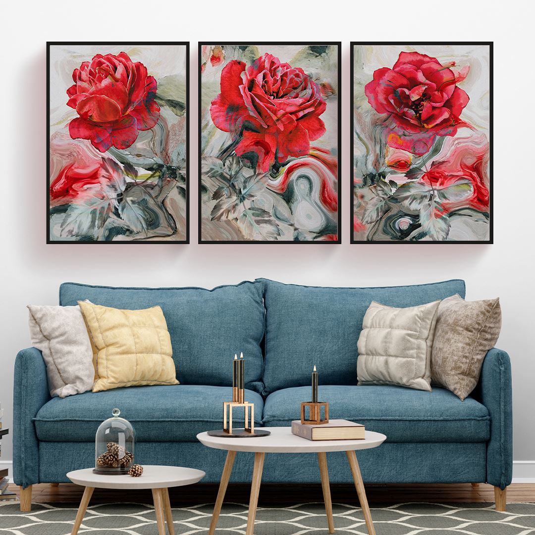 Red Rose Canvas Set