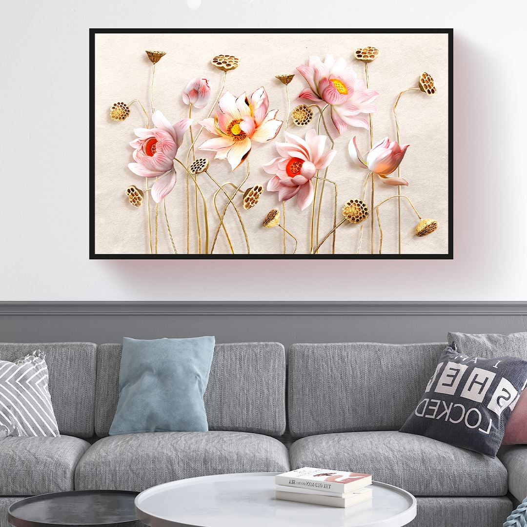 Kabartma Görünümlü Modern Çiçek Kanvas Tablo