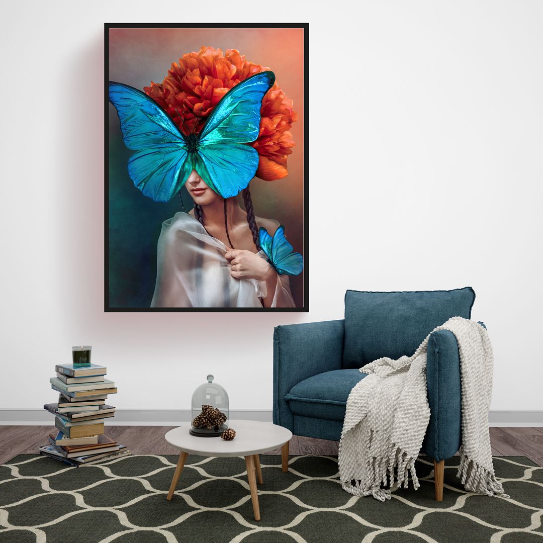 Butterfly and Woman Canvas