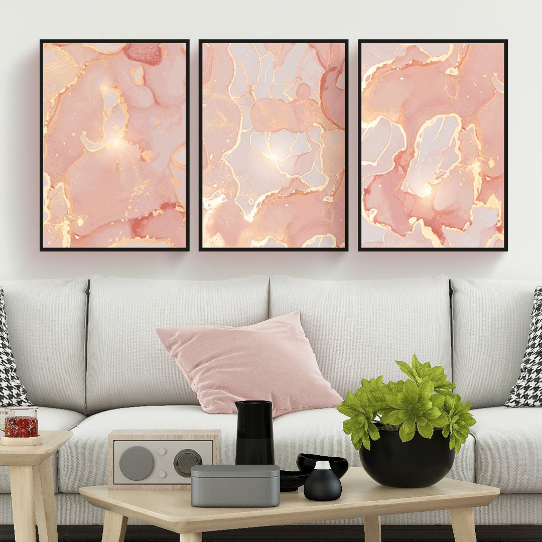 Pink Abstract Canvas Set
