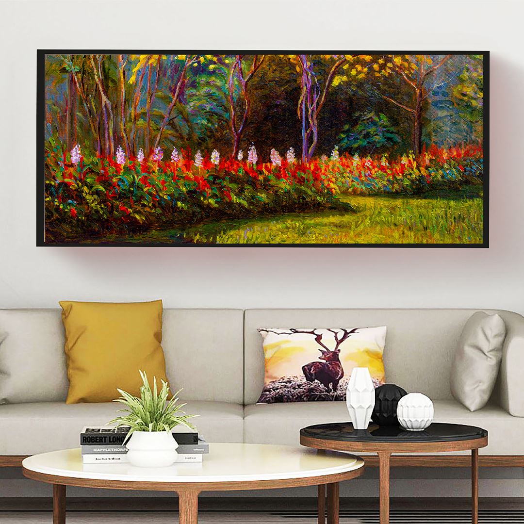 Oil Flowering Forest Panaromic Canvas