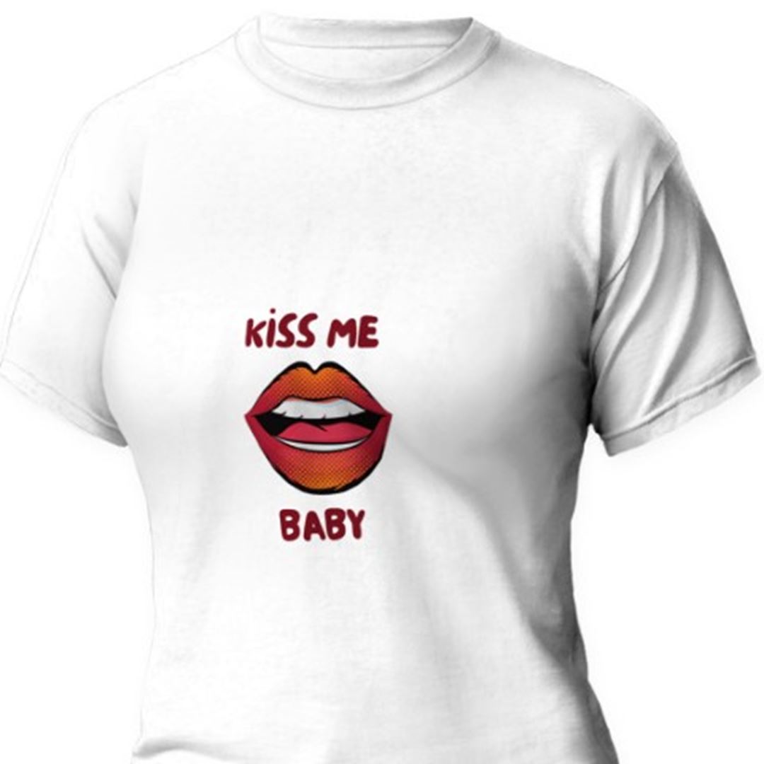 Kiss Me Baby Baskılı T-Shirt 
