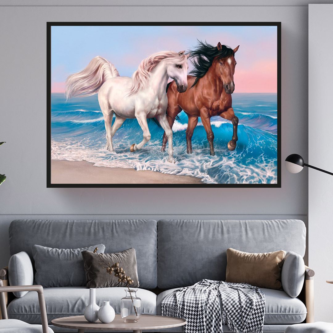Horse's in the Sea Canvas 