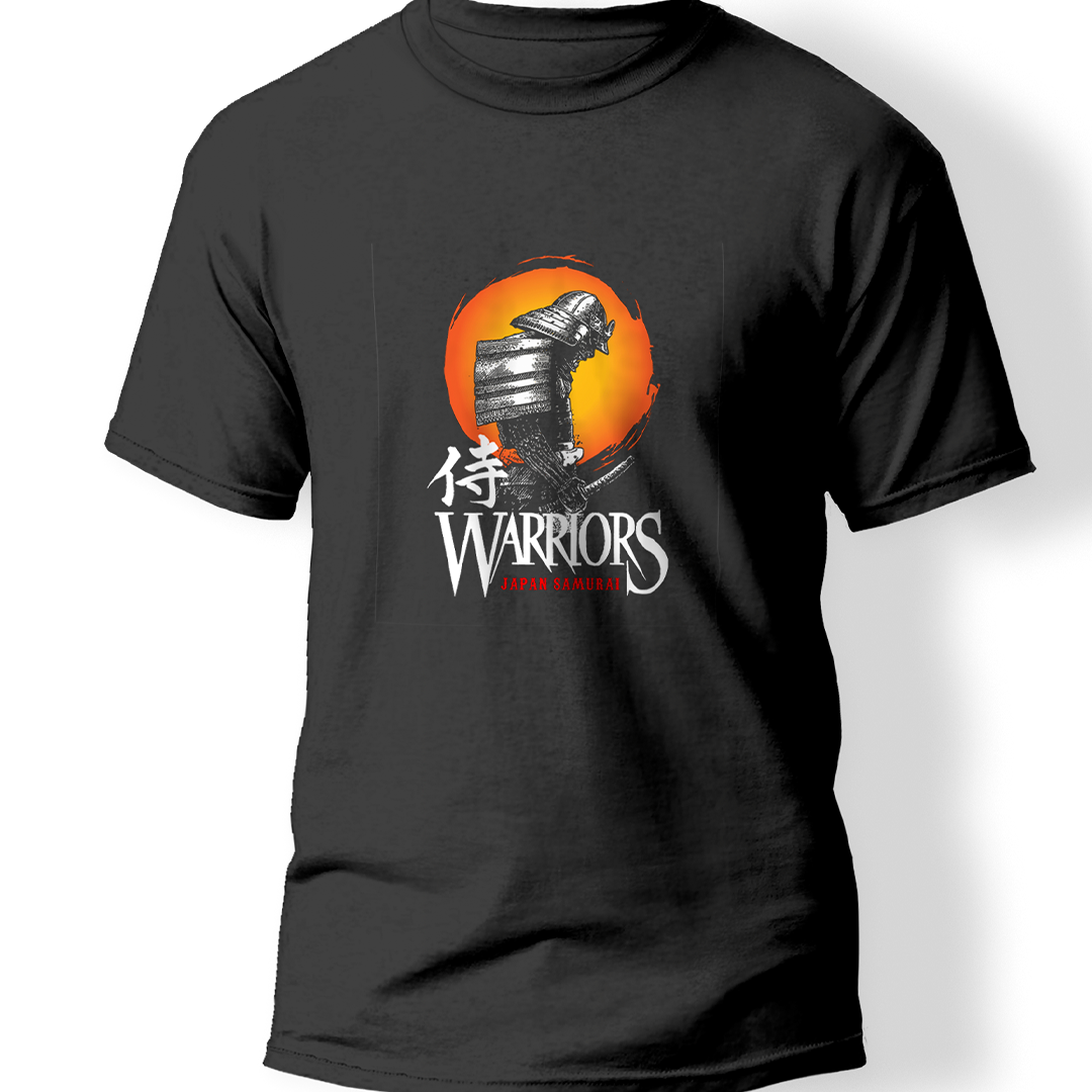 Warriors Japan Samurai Baskılı T-Shirt 