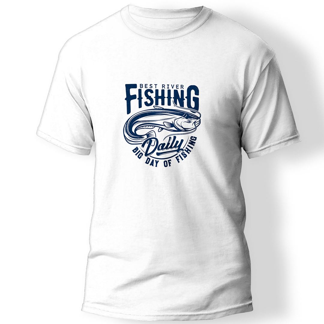 Best River Fishing Baskılı T-Shirt