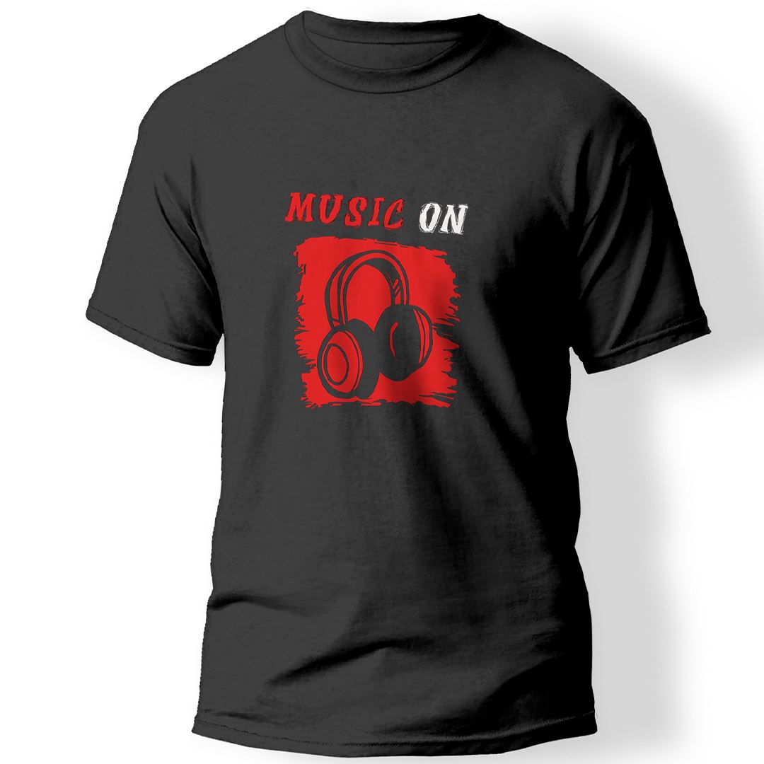 Music On Baskılı T-Shirt 