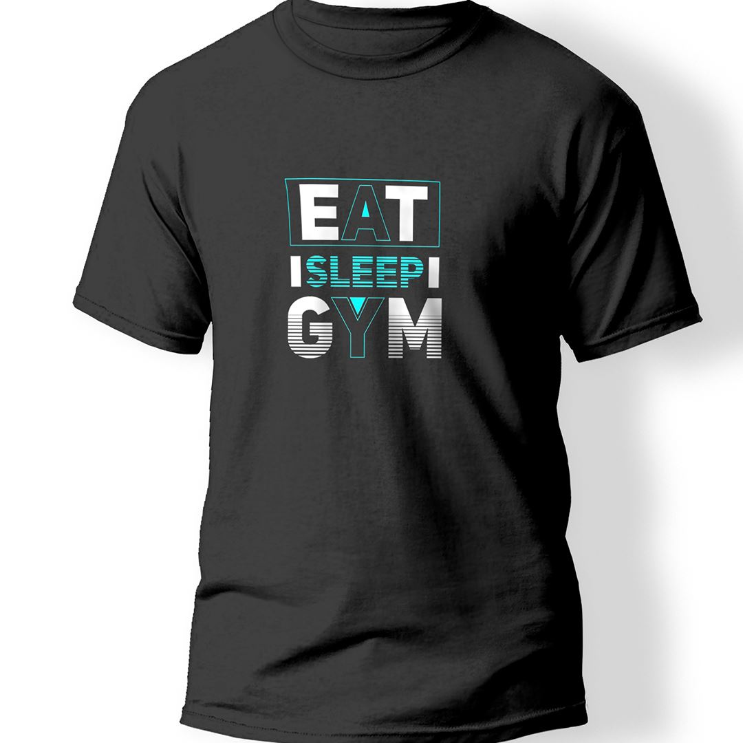 Eat Sleep GYM Baskılı T-Shirt