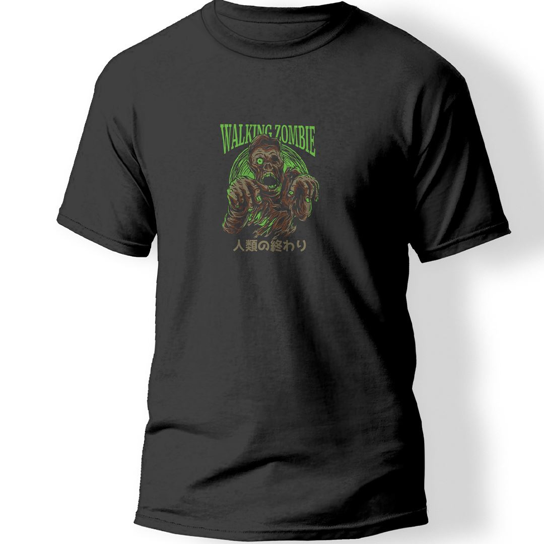 Walking Zombie Baskılı T-Shirt