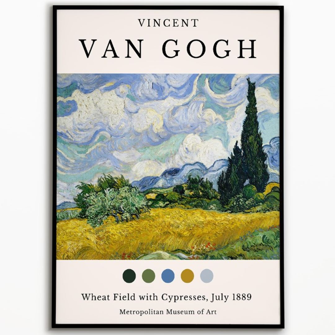 Van Gogh "Wheat Field with Cypresses, July" 1889 Poster