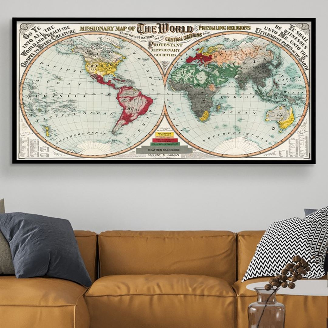Dünya Haritası Kanvas Tablo 