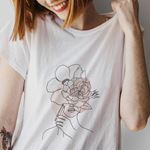 Flower Woman Baskılı T-Shirt 
