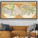 Vintage Dünya Haritası Kanvas Tablo